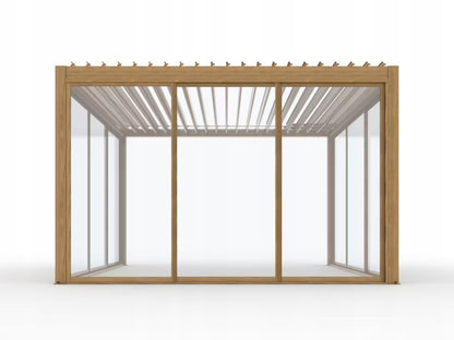 Havepavillon 4x4 m med Lameltag og LED Brun