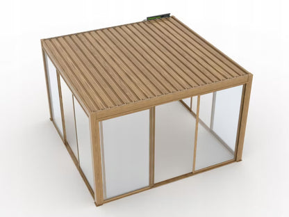 Havepavillon 4x4 m med Lameltag og LED Brun