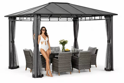 Havepavillon Aurora 300x360 cm Antracit med LED