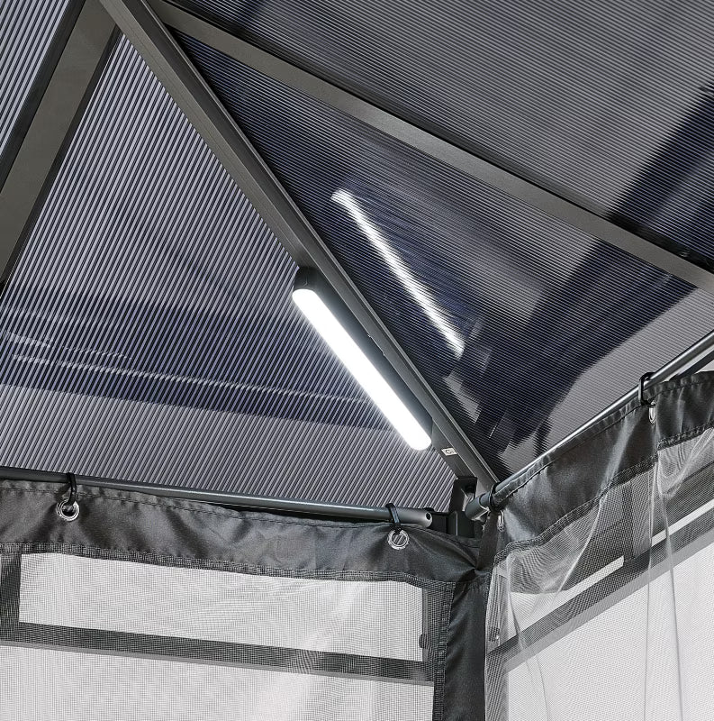 Havepavillon Aurora 300x360 cm Antracit med LED