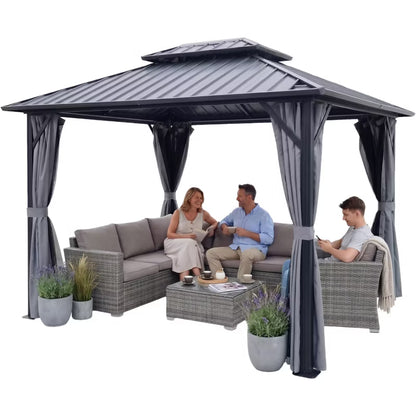 Havepavillon Borneo II 3x4,25 m Mørkegrå Stål