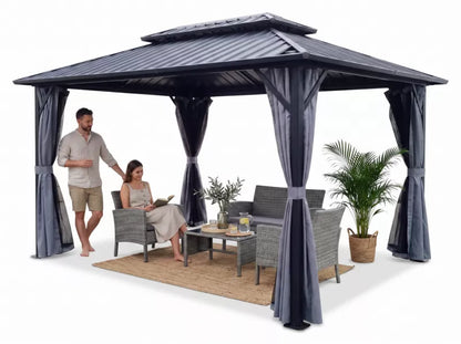 Havepavillon Borneo II 3x4,25 m Mørkegrå Stål