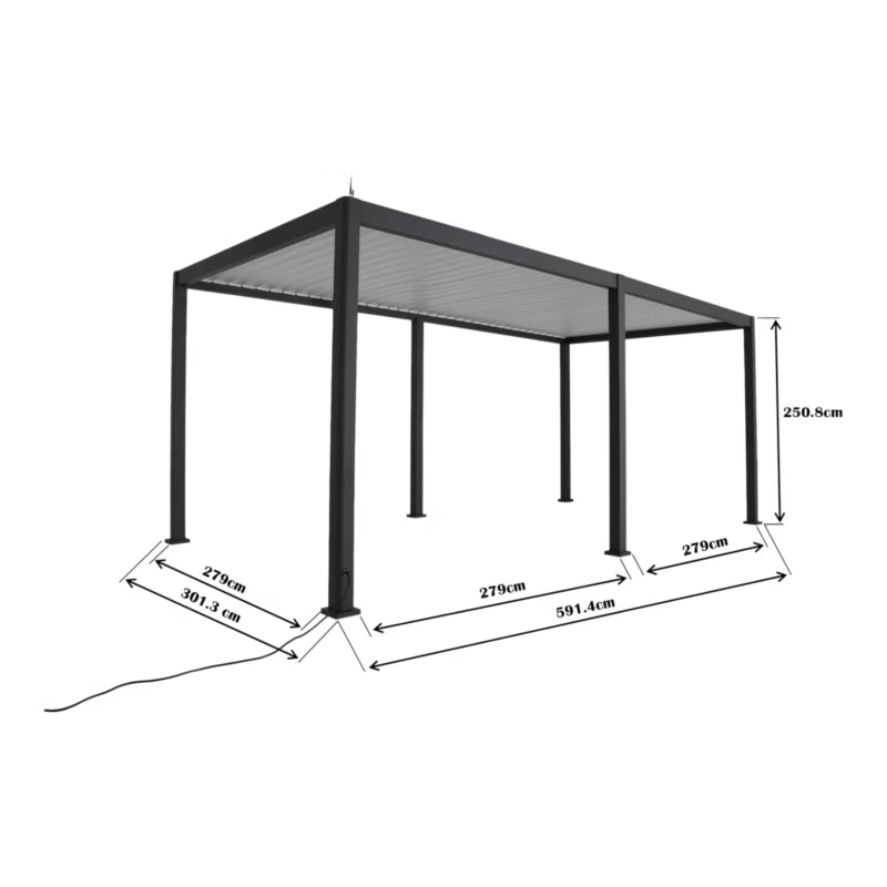 Havepavillon Breva Automatisk LED 3x6 m Antracit