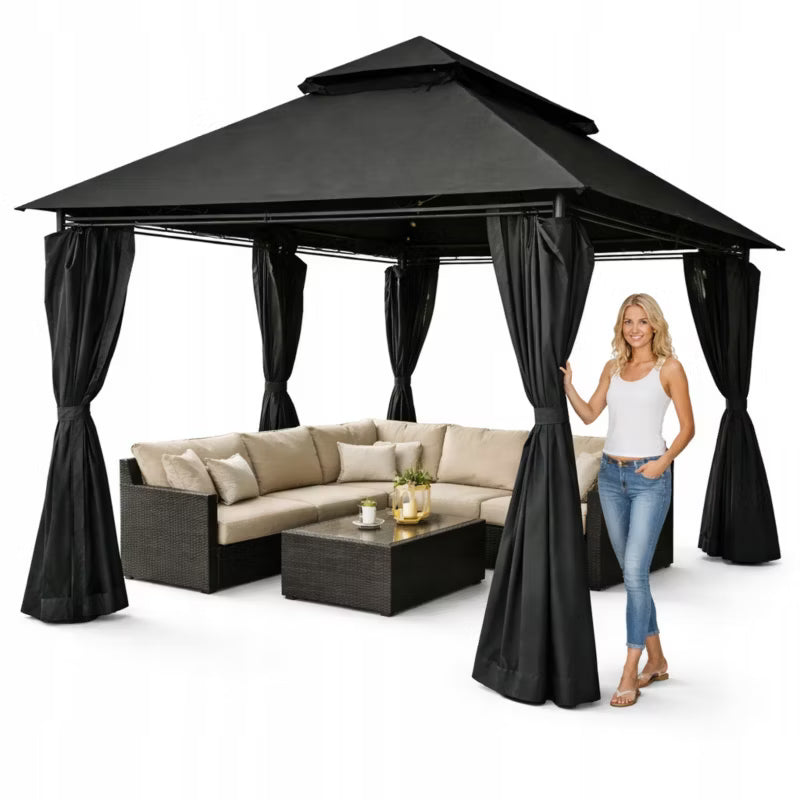 Havepavillon Cristina 3x4 m med LED-belysning Antracit