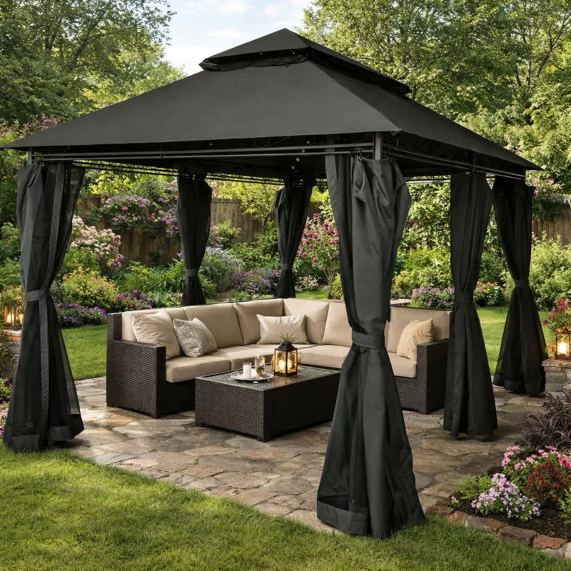 Havepavillon Cristina 3x4 m med LED-belysning Antracit