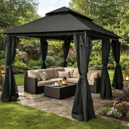 Havepavillon Cristina 3x4 m med LED-belysning Antracit