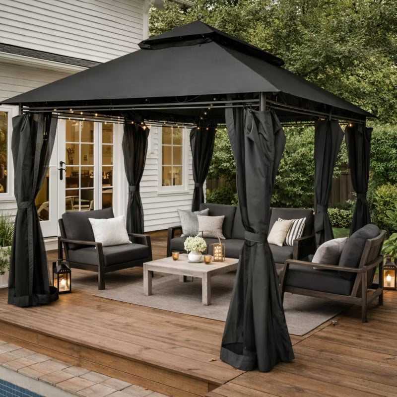 Havepavillon Cristina 3x4 m med LED-belysning Antracit