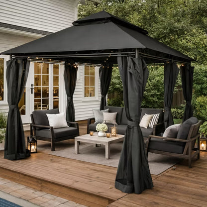 Havepavillon Cristina 3x4 m med LED-belysning Antracit