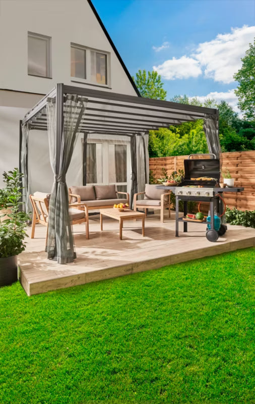 Havepavillon Florenz 300x300 cm Antracit med Myggenet