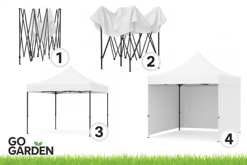Havepavillon Foldbar 3x3 m Hvid med 3 Sider