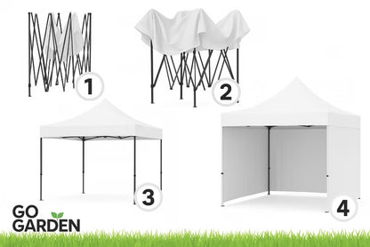 Havepavillon Foldbar 3x3 m Hvid med 3 Sider