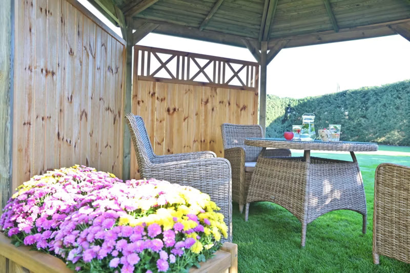 Havepavillon Hexagon 431x373 cm Grøn Fyrretræ