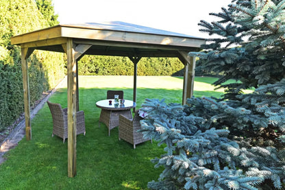 Havepavillon Hexagon 431x373 cm Grøn Fyrretræ