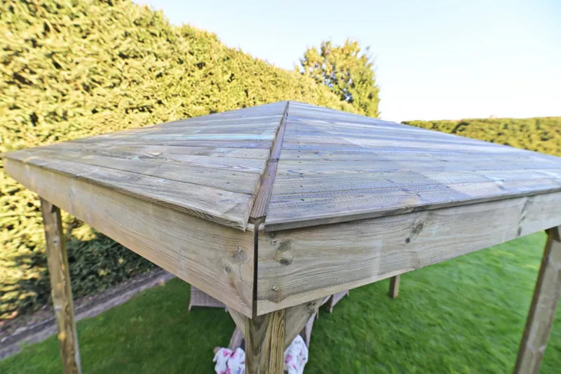 Havepavillon Hexagon 431x373 cm Grøn Fyrretræ