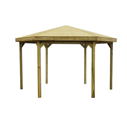 Havepavillon Hexagon 431x373 cm Grøn Fyrretræ
