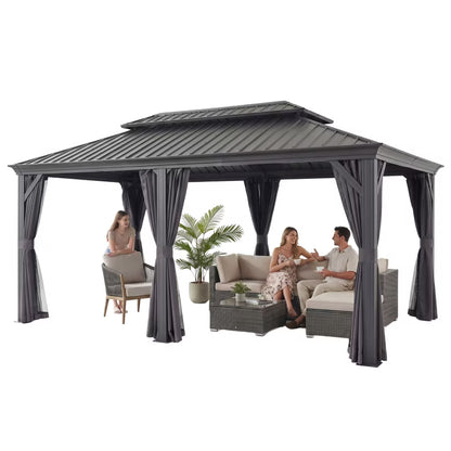 Havepavillon Margarita II 3,65x5,95 m Mørkegrå Ståltag