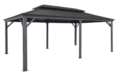 Havepavillon Margarita II 3,65x5,95 m Mørkegrå Ståltag