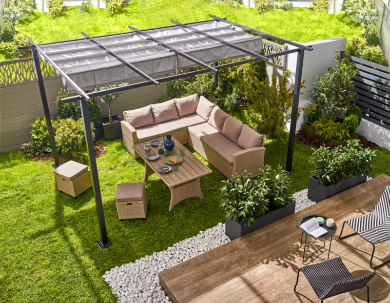 Havepavillon Moses 4x3 m Sort Stål og Aluminium