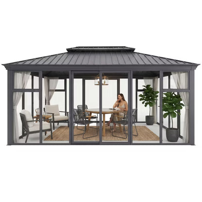Havepavillon Orangeri 300x400 cm Antracitgrå
