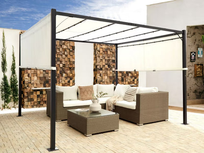 Havepavillon Parga 310x310 cm Beige Stål med LED