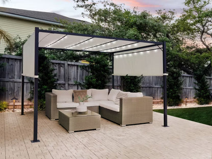 Havepavillon Parga 310x310 cm Beige Stål med LED