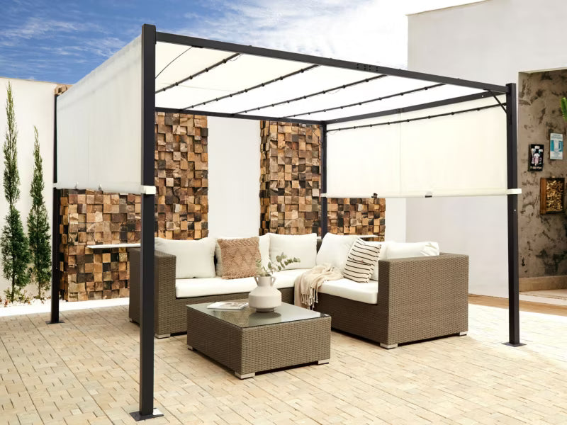 Havepavillon Parga 310x310 cm Beige Stål med LED