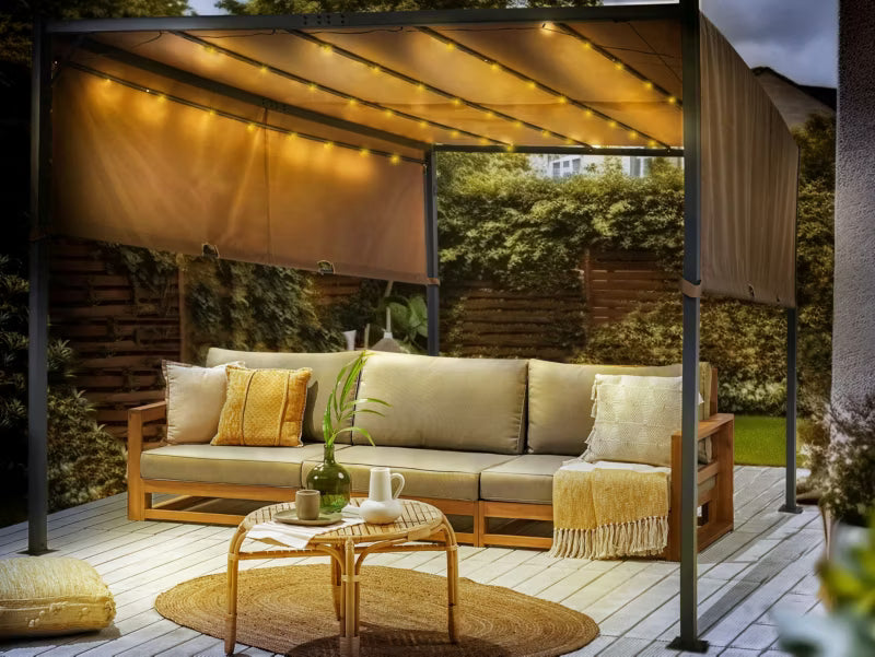 Havepavillon Parga 310x310 cm Brun med LED