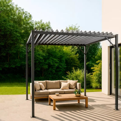 Havepavillon Pergola 3x3 m Grå Stål
