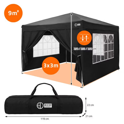 Havepavillon Pop-Up 3x3 m Antracit Vandtæt