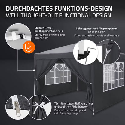 Havepavillon Pop-Up 3x3 m Antracit Vandtæt