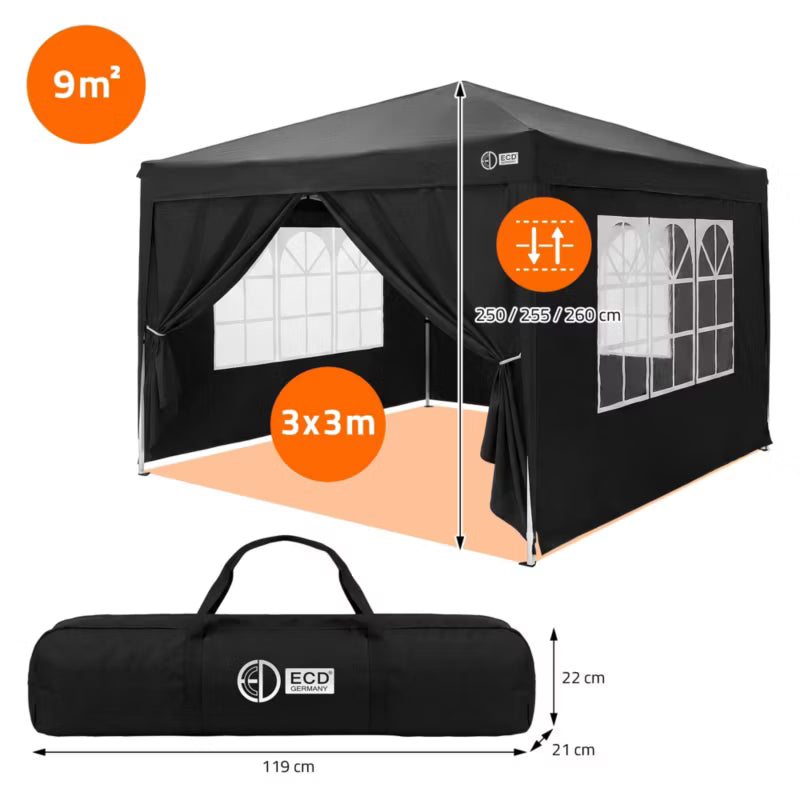 Havepavillon Pop-Up 3x3 m Antracit Vandtæt