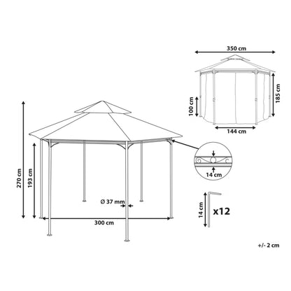 Havepavillon Portel 350x350 cm Grafitgrå Stål