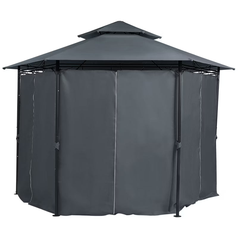 Havepavillon Portel 350x350 cm Grafitgrå Stål