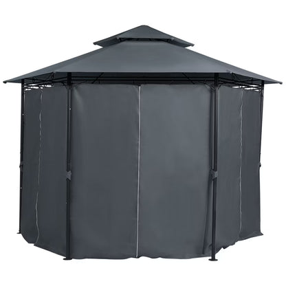 Havepavillon Portel 350x350 cm Grafitgrå Stål