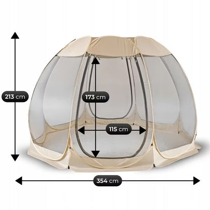 Havepavillon Rund 354 cm Beige med Myggenet