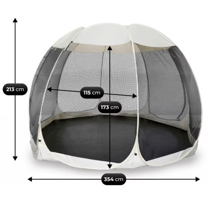 Havepavillon Rund 354 cm Beige med Myggenet