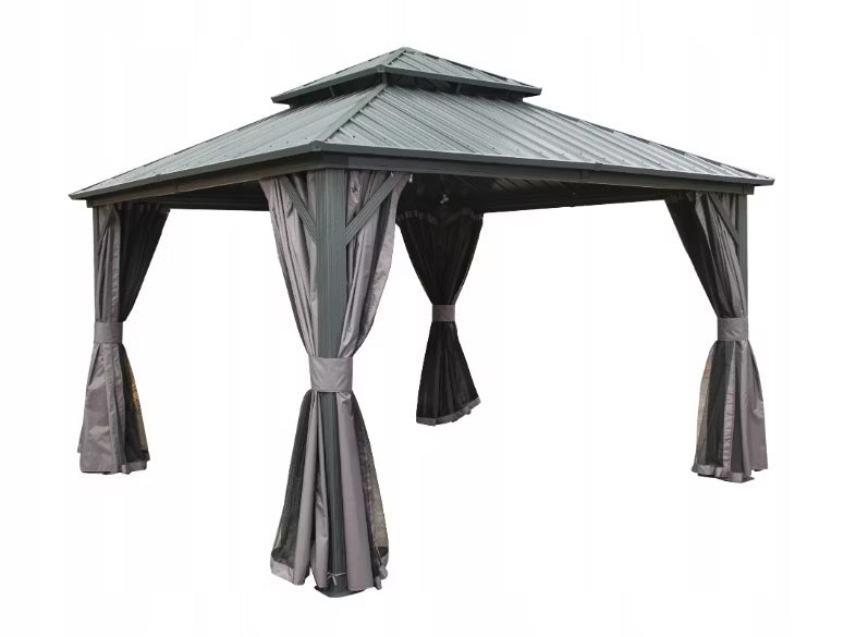 Havepavillon Tasmania 3,65x3,65 m Grå med Ståltag