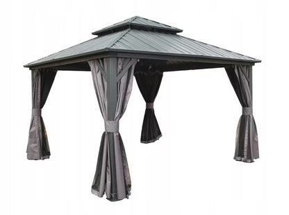 Havepavillon Tasmania 3,65x3,65 m Grå med Ståltag