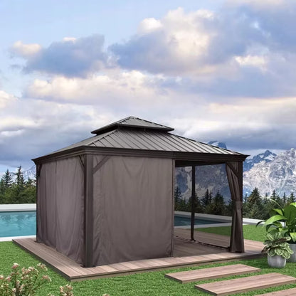 Havepavillon Tasmania 3,65x3,65 m Grå med Ståltag