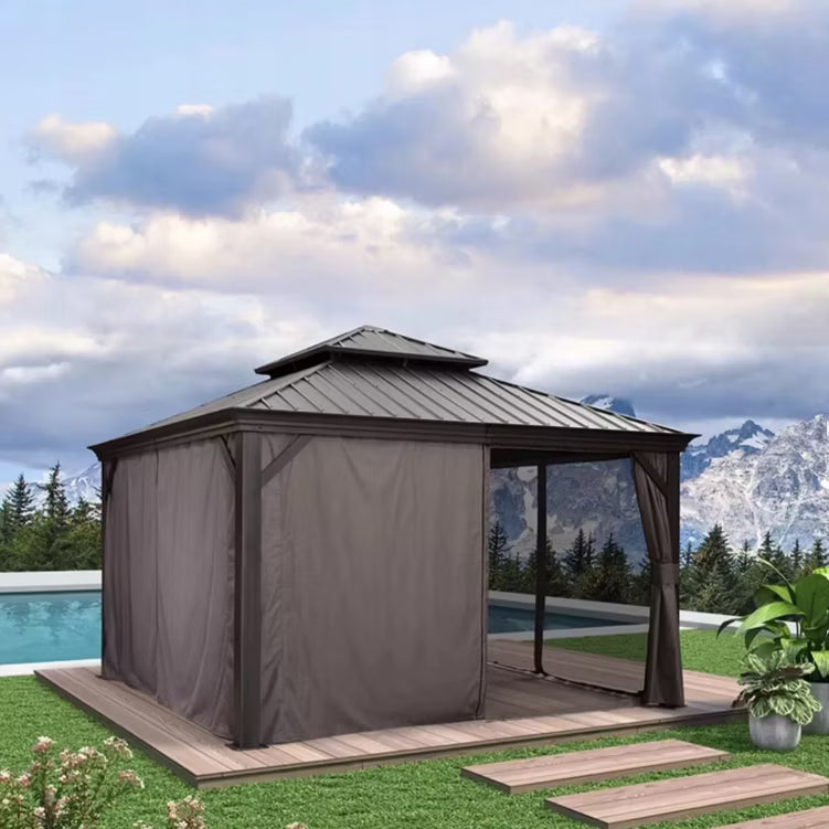 Havepavillon Tasmania 3,65x3,65 m Grå med Ståltag