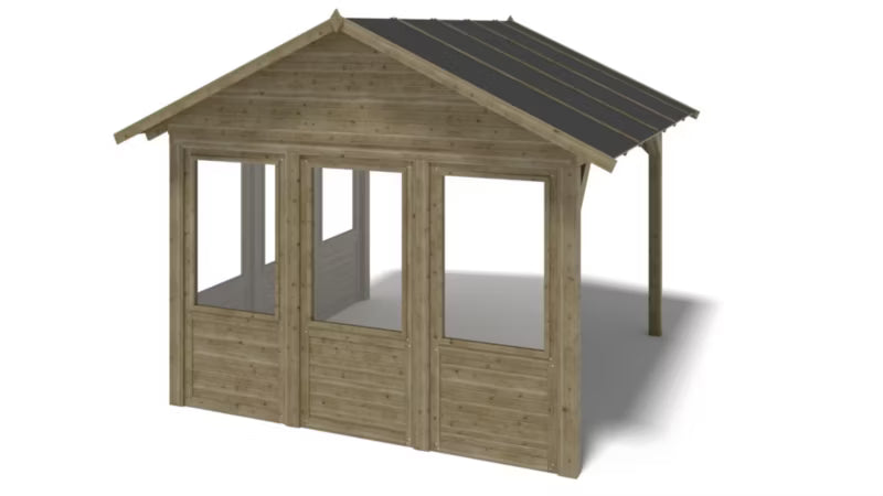Havepavillon Træ 404x404 cm med Paneler Grøn
