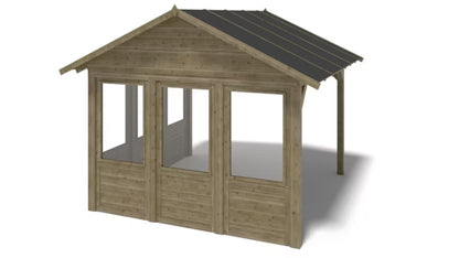Havepavillon Træ 404x404 cm med Paneler Grøn