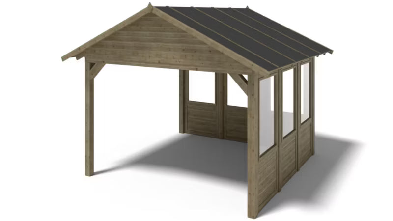 Havepavillon Træ 404x404 cm med Paneler Grøn