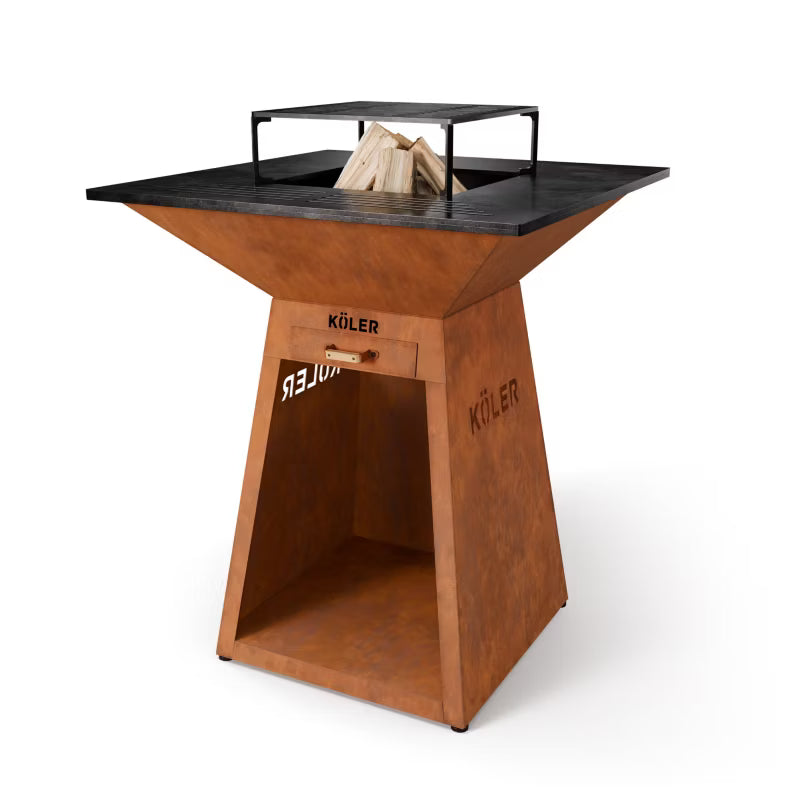 Havepejs Herd X4 80x80 cm Cortenstål med Grillrist