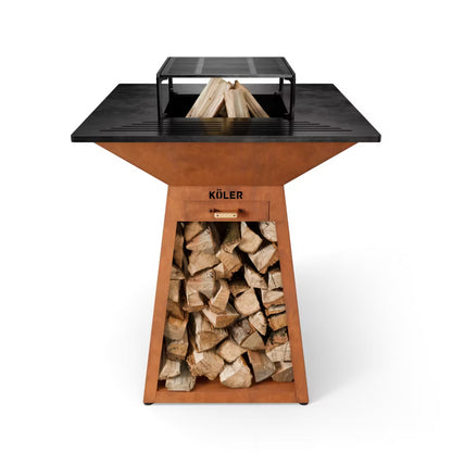 Havepejs Herd X4 80x80 cm Cortenstål med Grillrist