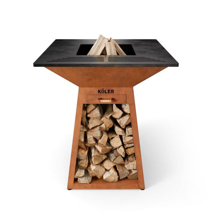 Havepejs Herd X4 80x80 cm Cortenstål med Grillrist