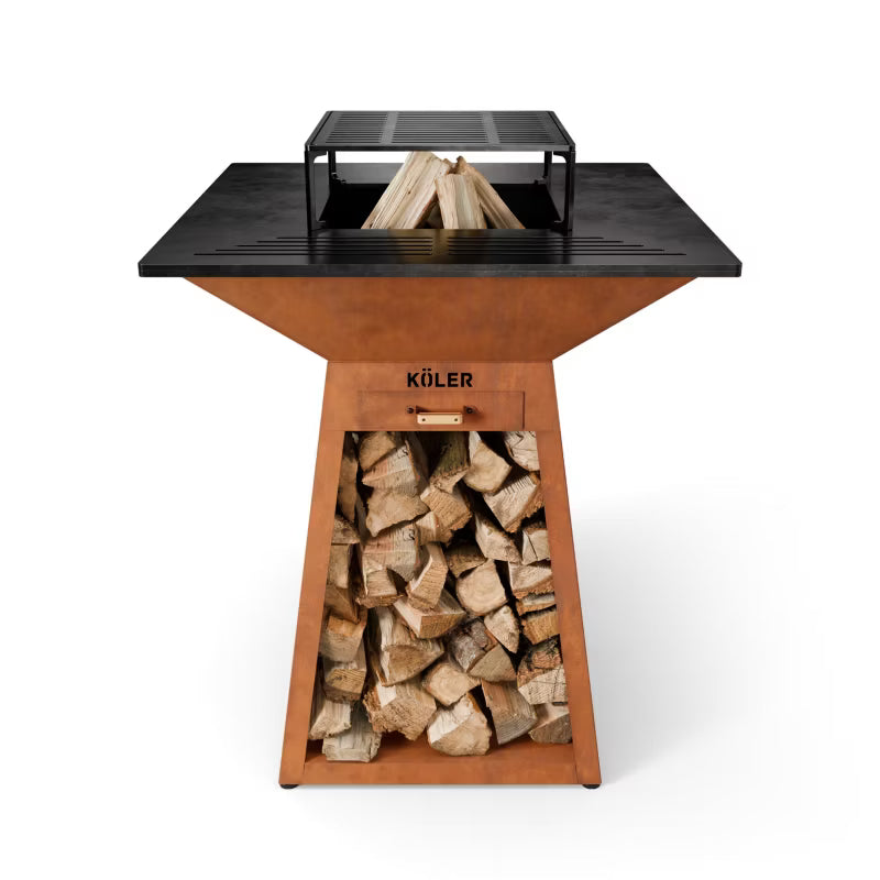 Havepejs Herd X4 80x80 cm Cortenstål med Grillrist