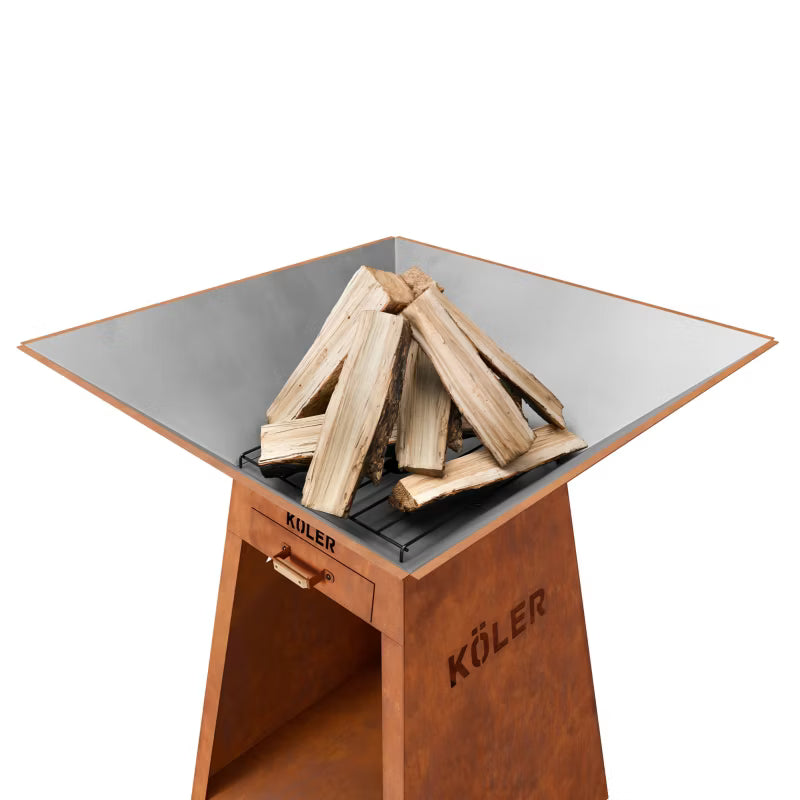Havepejs Herd X4 80x80 cm Cortenstål med Grillrist