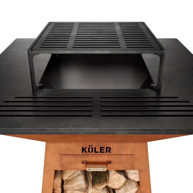 Havepejs Herd X4 80x80 cm Cortenstål med Grillrist