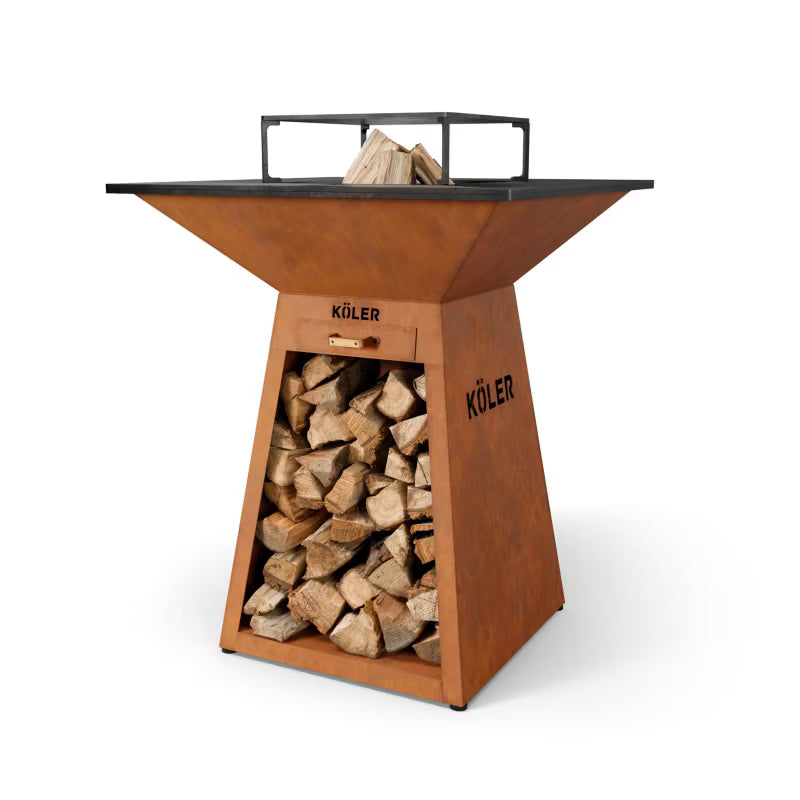 Havepejs Herd X4 80x80 cm Cortenstål med Grillrist